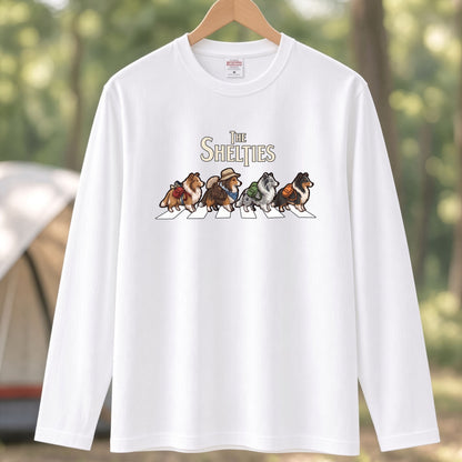 THE SHELTIES シェルティ散歩デザイン ブラック長袖Tシャツ