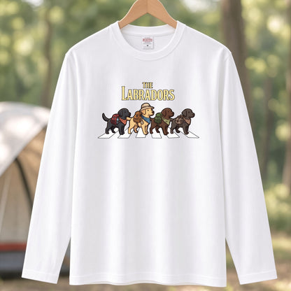 THE LABRADORS ラブラドールレトリバー散歩デザイン ブラック長袖Tシャツ