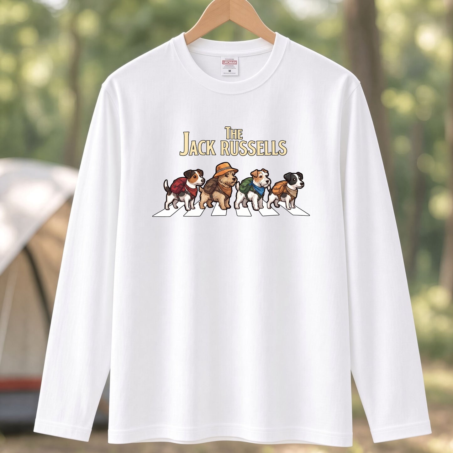 THE JACK RUSSELLS ジャックラッセルテリア散歩デザイン ブラック長袖Tシャツ