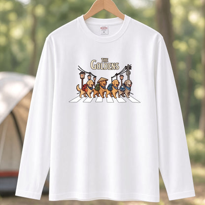 THE GOLDENS ゴールデンレトリバー散歩デザイン ブラック長袖Tシャツ