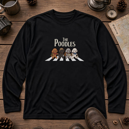 THE POODLES ロンT | レトロ クラシック バンド風 犬グラフィック 長袖 カジュアル Tシャツ【おもしろTシャツ・普段着・ルームウェア・ユニセックス・ギフトに最適】