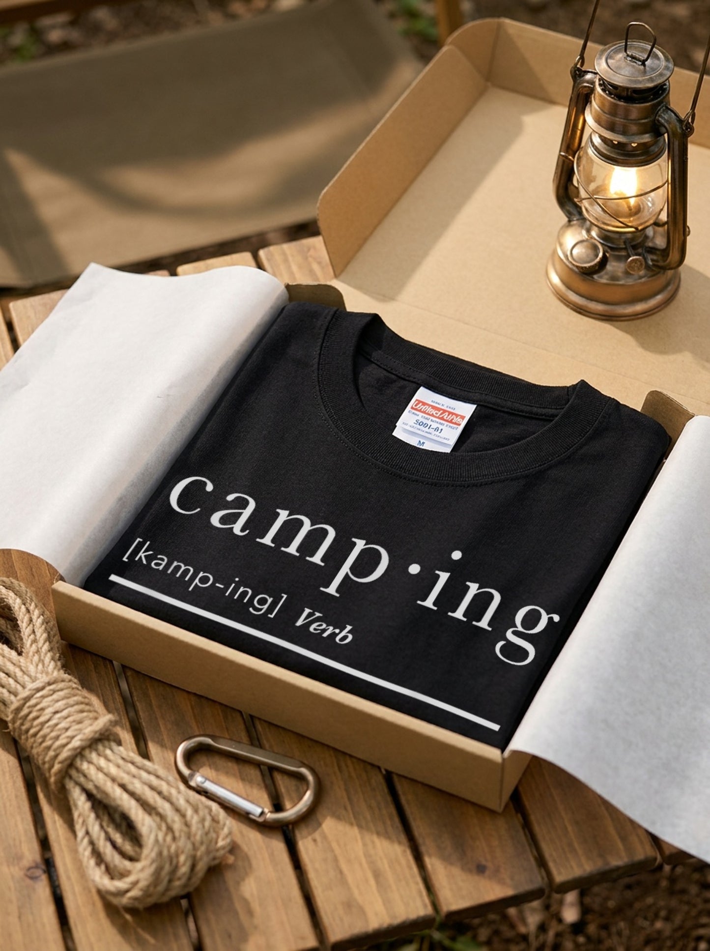 「camping」辞書風 ジョーク Tシャツ - おもしろ キャンプ 服 | CAMPMODE