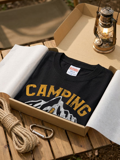 「CAMPING AND BEER」山とビール ヴィンテージ Tシャツ - キャンプ 服 | CAMPMODE