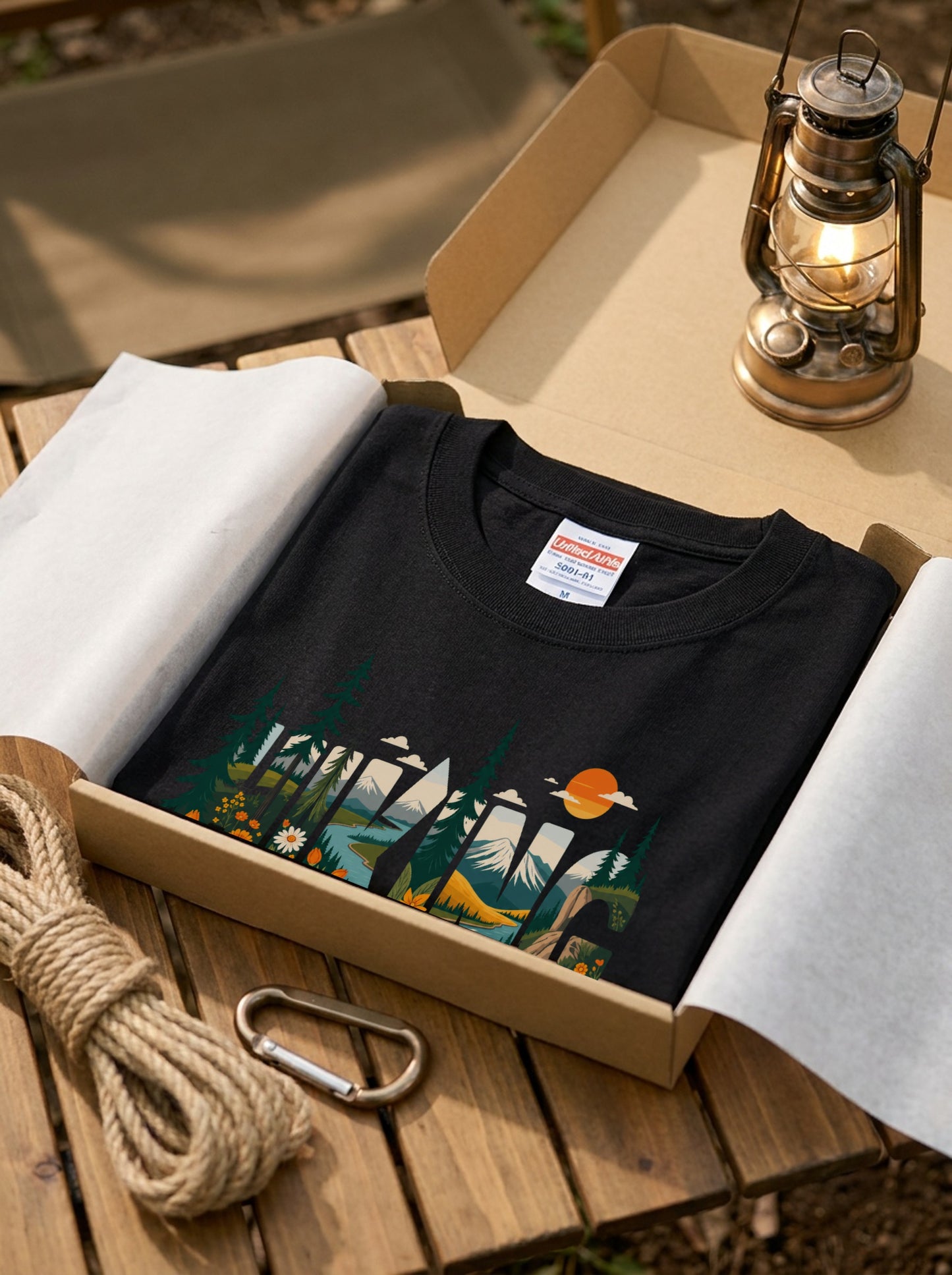 ハイキングシャツ：マウンテン・アドベンチャー・グラフィックTシャツ