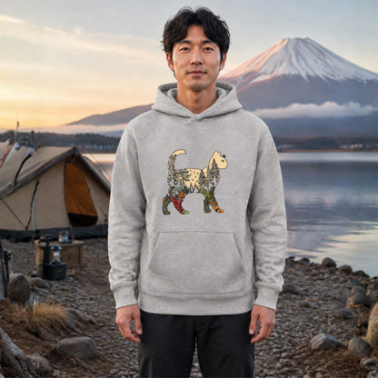 ネイチャーキャット 森と植物シルエット パーカー