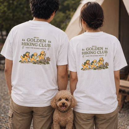 Golden Retriever hiking club ゴールデンレトリバー 登山 Tシャツ ｜バックプリント