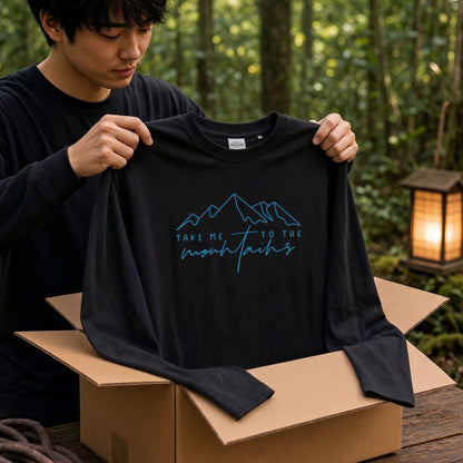 TAKE ME TO THE MOUNTAINS | 山 ロンT 長袖Tシャツ アウトドア 登山 トレッキング キャンプ【山好き・山ガール・ハイキング・シンプル・カジュアル・誕生日ギフトに最適】