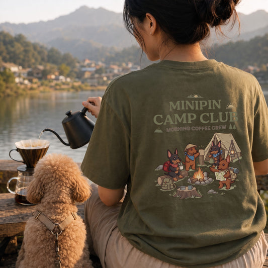 MINIPIN CAMP CLUB ミニチュアピンシャー Tシャツ ｜バックプリント