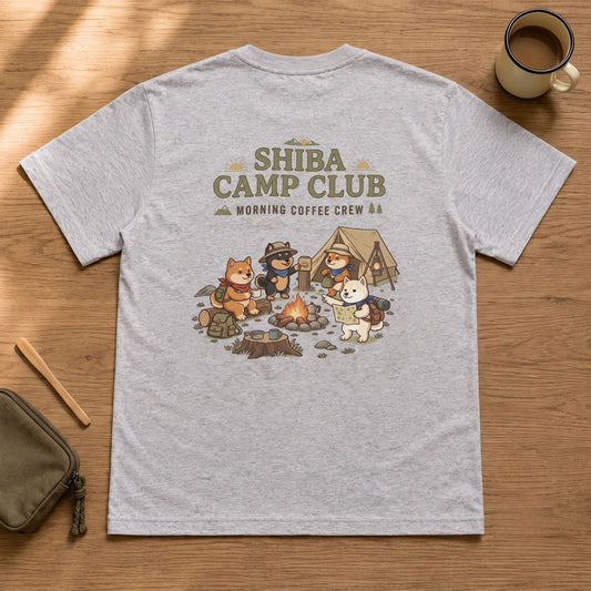 SHIBA CAMP CLUB 柴犬 キャンプTシャツ｜バックプリント