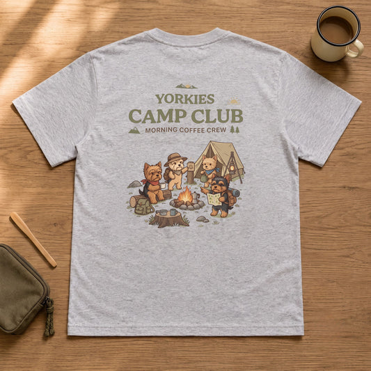 YORKIES CAMP CLUB ヨークシャーテリア Tシャツ ｜バックプリント