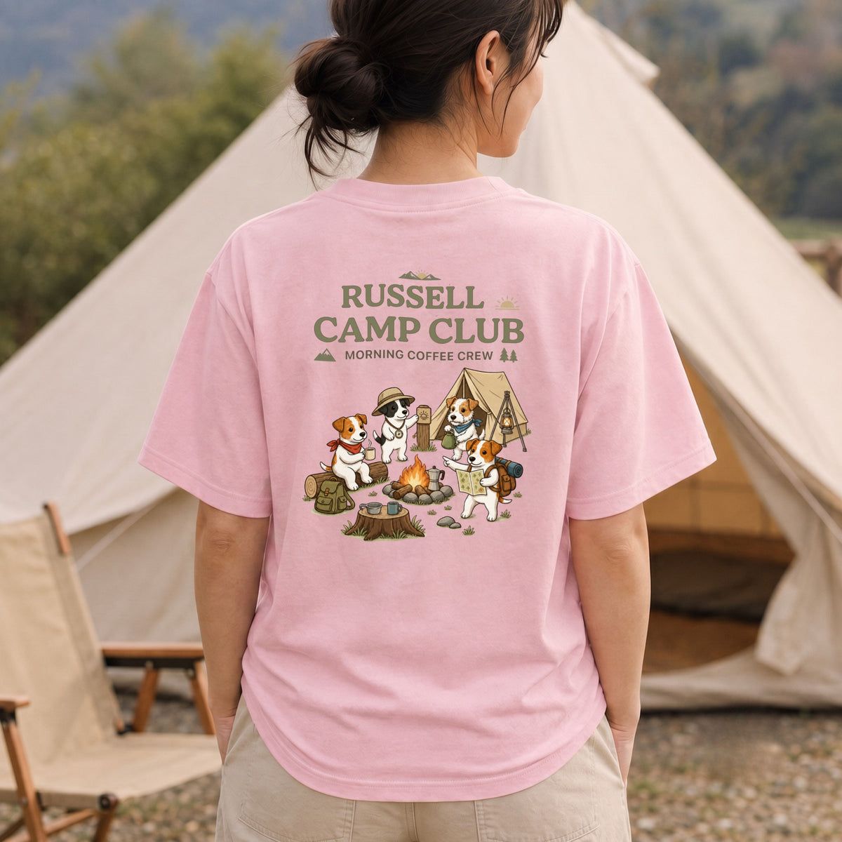 RUSSELL CAMP CLUB ジャックラッセルテリア Tシャツ ｜バックプリント