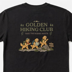 Golden Retriever hiking club ゴールデンレトリバー 登山 Tシャツ ｜バックプリント