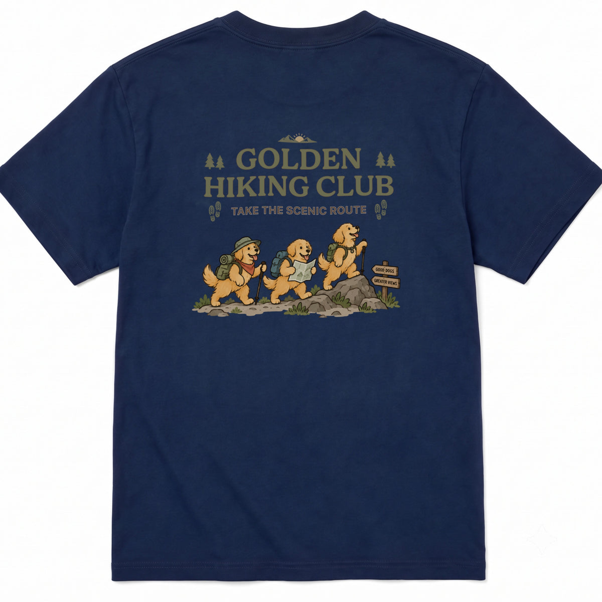 Golden Retriever hiking club ゴールデンレトリバー 登山 Tシャツ ｜バックプリント