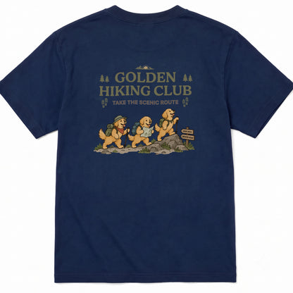 Golden Retriever hiking club ゴールデンレトリバー 登山 Tシャツ ｜バックプリント