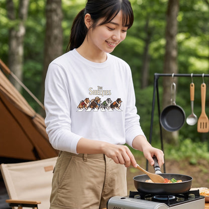 THE SHELTIES シェルティ散歩デザイン ブラック長袖Tシャツ