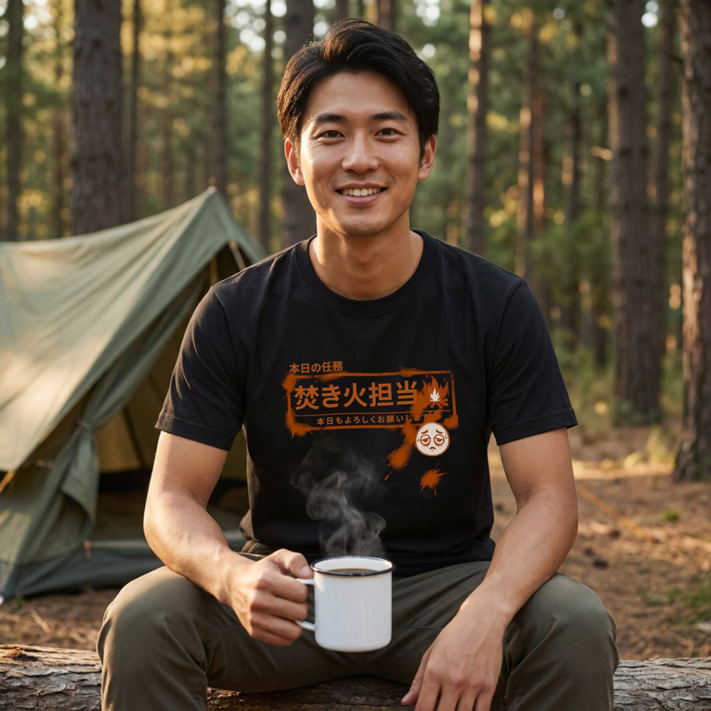 【本日の任務 焚き火担当】おもしろキャンプTシャツ | CAMPMODE