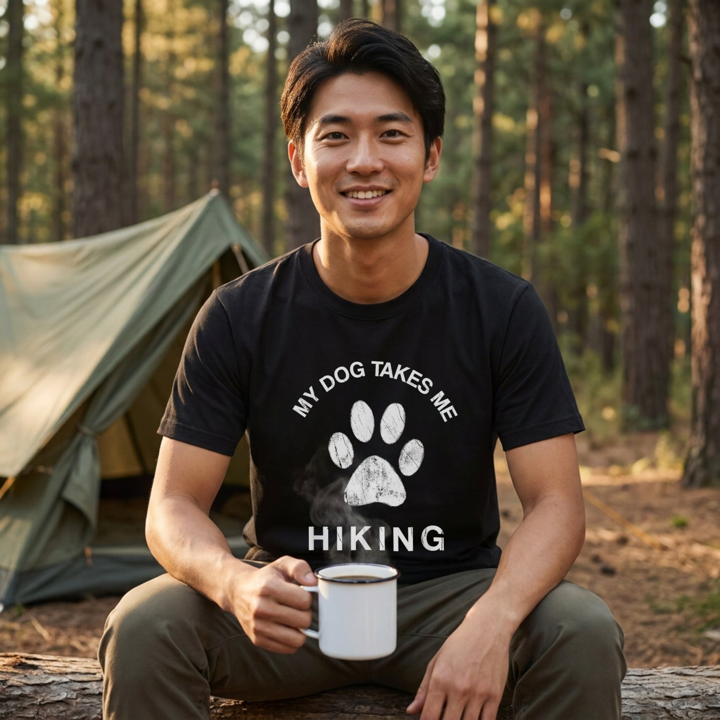 My Dog Takes Me Hiking Tシャツ ｜ 犬好き・愛犬・登山・ハイキング・アウトドアに人気