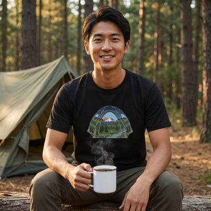おしゃれなテントビュー・自然イラスト Tシャツ | CAMPMODE