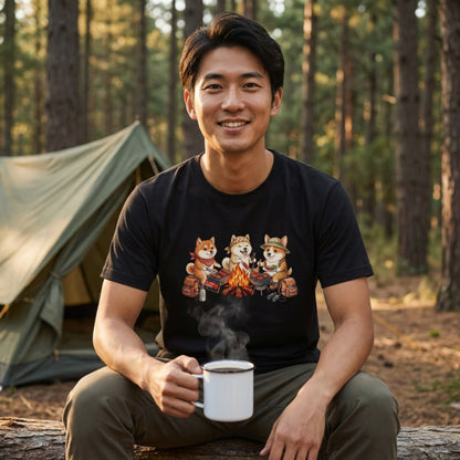 【柴犬・キャンプ＆BBQ】おしゃれな白Tシャツ | CAMPMODE