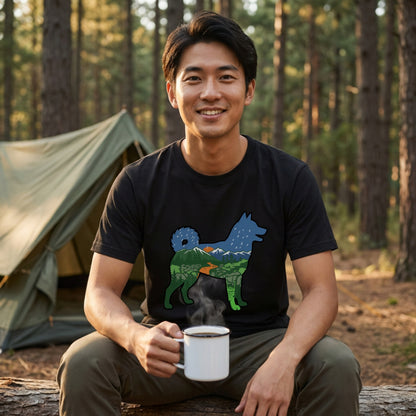 【Shiba】自然風景ダブルエスポージャー白Tシャツ | CAMPMODE
