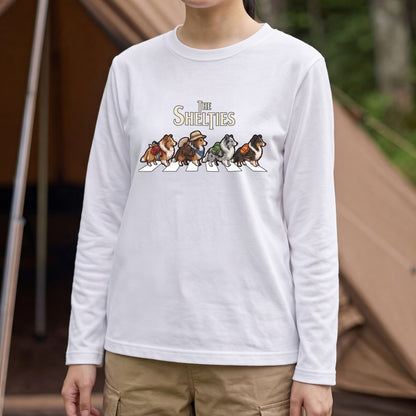 THE SHELTIES シェルティ散歩デザイン ブラック長袖Tシャツ