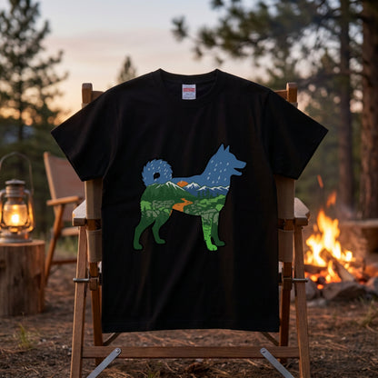 【Shiba】自然風景ダブルエスポージャー白Tシャツ | CAMPMODE