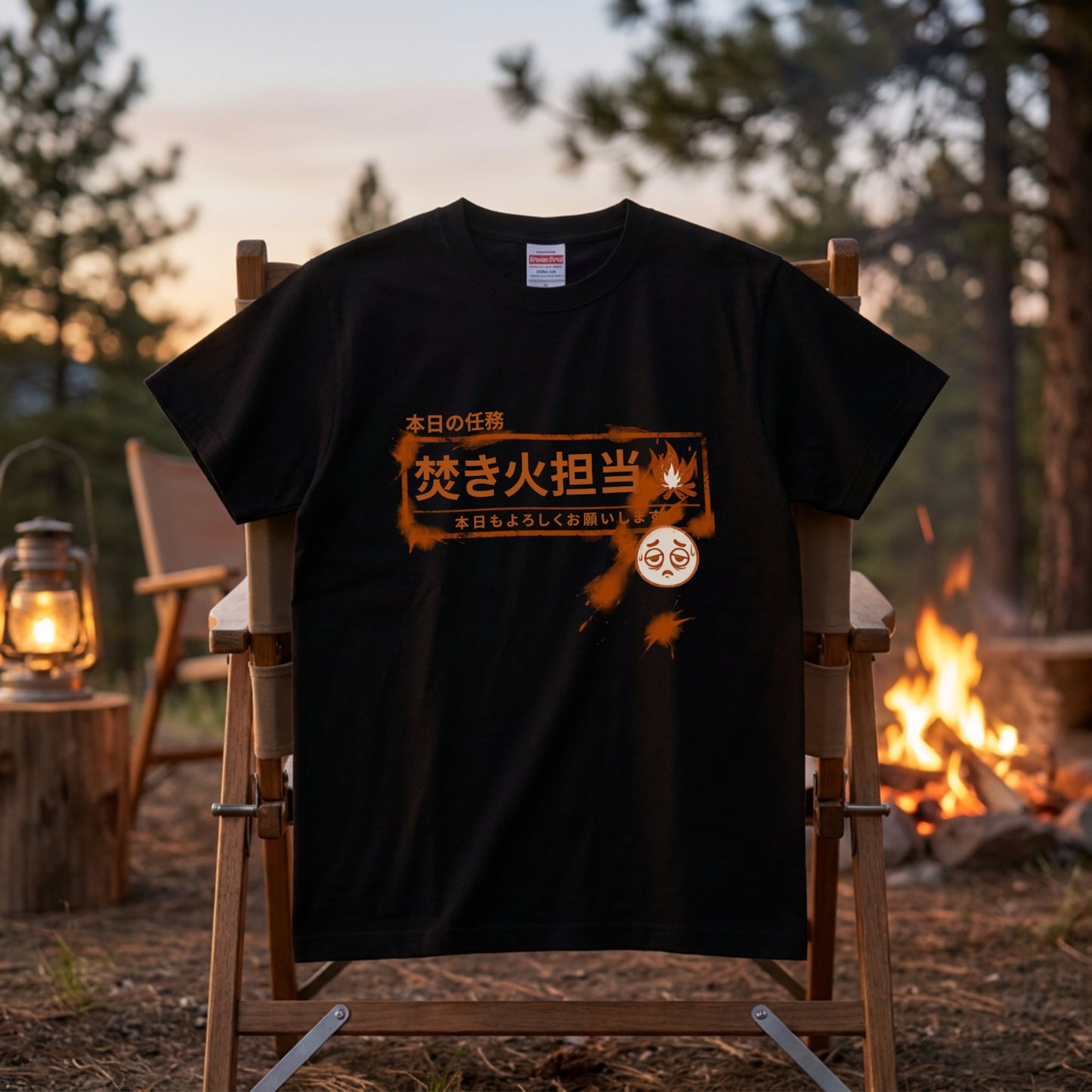 【本日の任務 焚き火担当】おもしろキャンプTシャツ | CAMPMODE