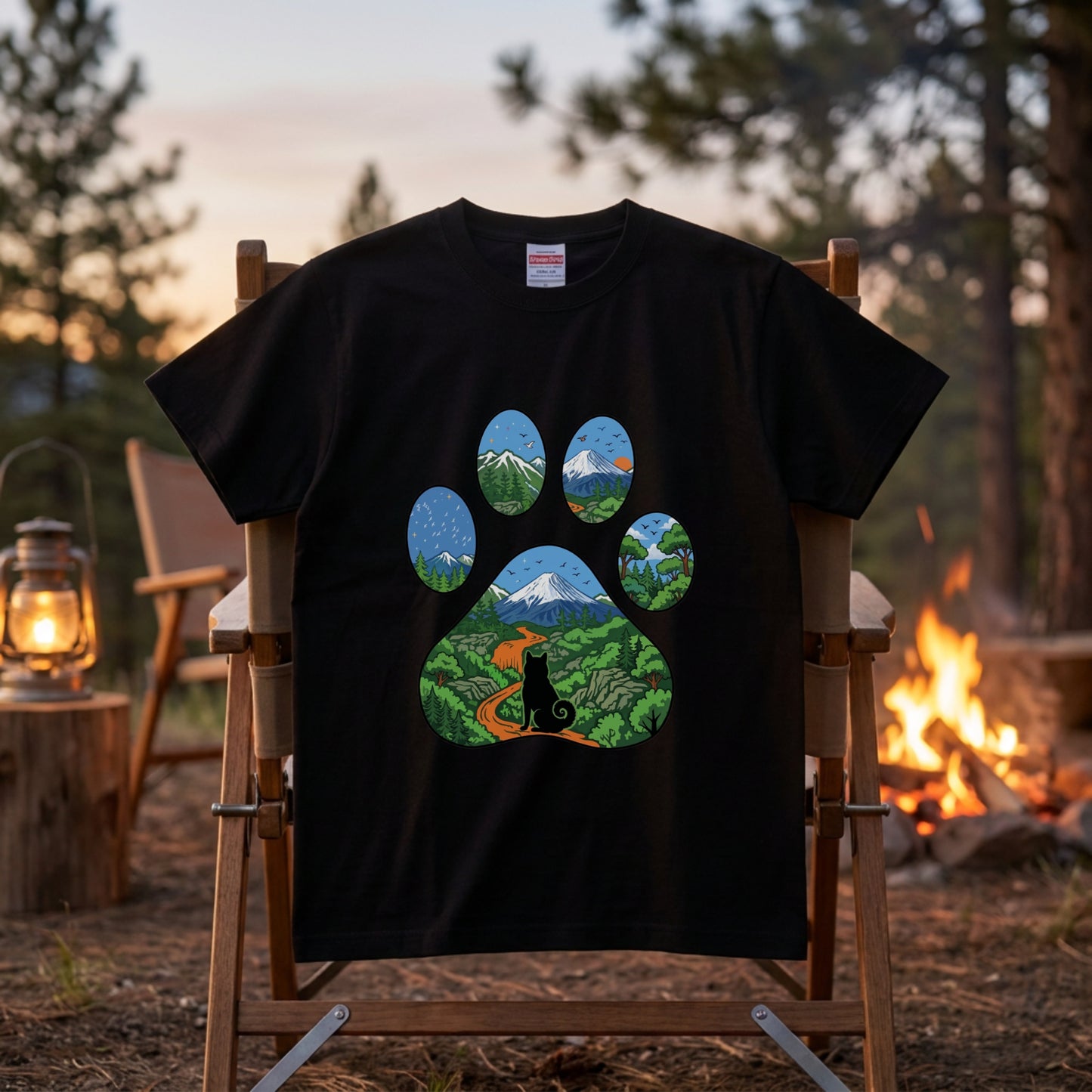 【肉球×富士山】おしゃれな猫アートTシャツ | CAMPMODE