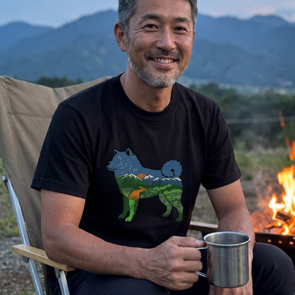 【Akita】自然風景ダブルエスポージャー白Tシャツ | CAMPMODE