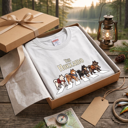 THE HOKKAIDO 北海道犬散歩デザイン ブラック長袖Tシャツ