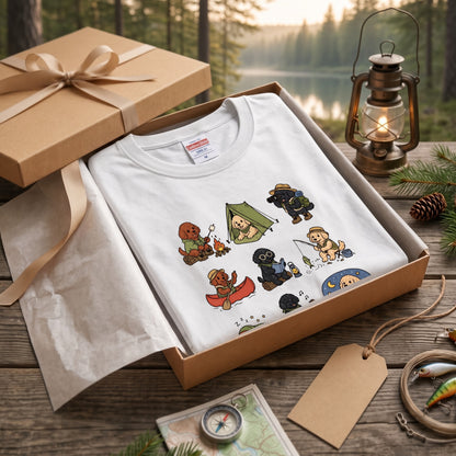 POODLE CAMP | 手描き風 トイプードル キャンプギア かわいい グラフィック 長袖Tシャツ【犬雑貨・秋キャンプ・ルームウェア・ギフトに最適】