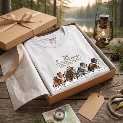 THE SHELTIES シェルティ散歩デザイン ブラック長袖Tシャツ