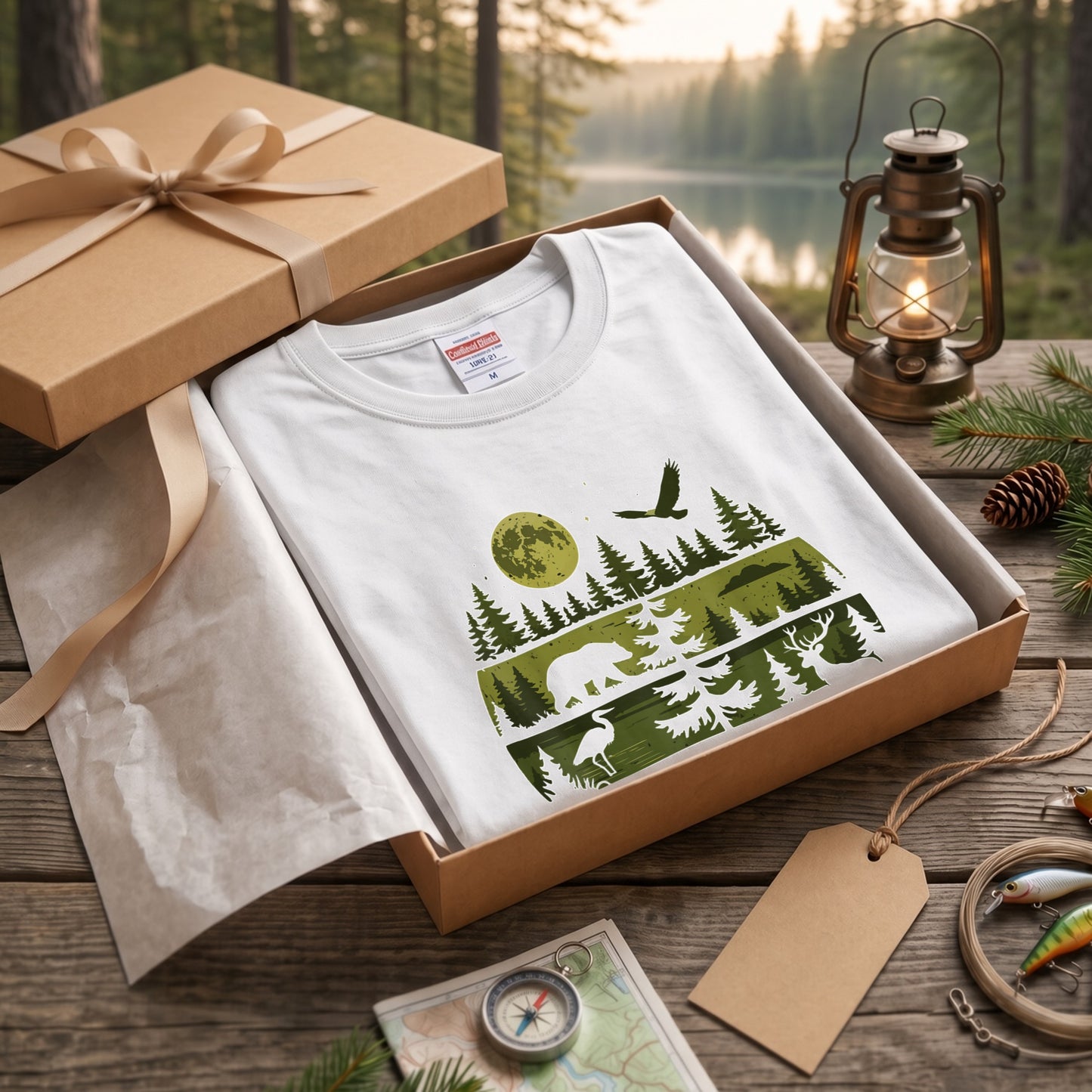 WILDLIFE FOREST ロンT | レトロ サークルグラフィック 森林浴 長袖 カジュアル Tシャツ【アウトドアファッション・普段着・ルームウェア・ユニセックス・ギフトに最適】