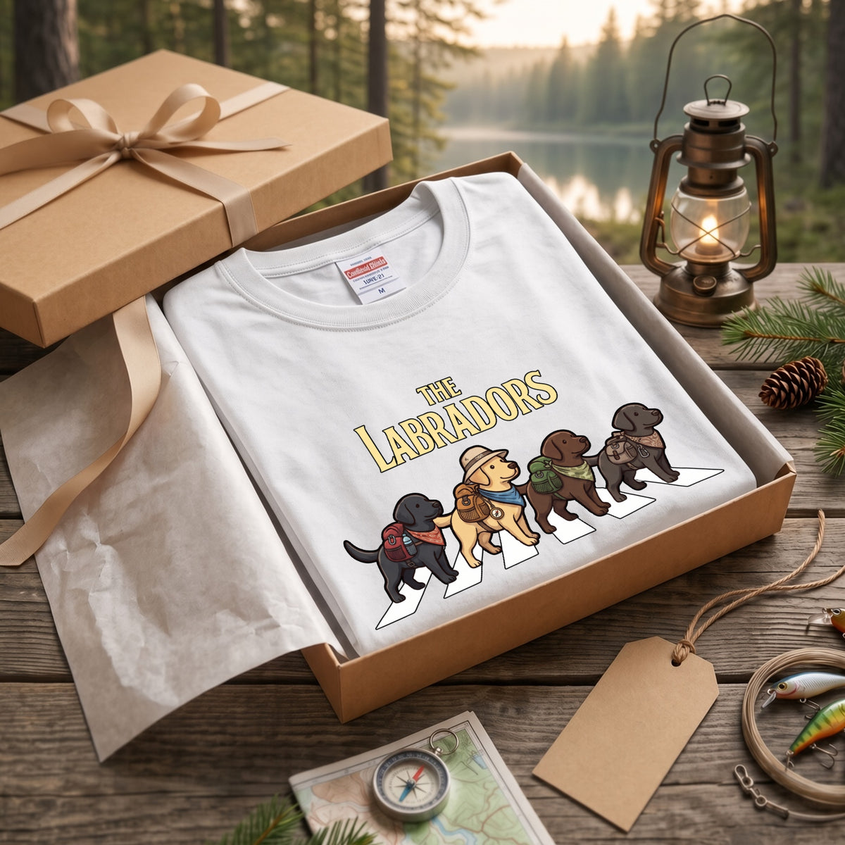 THE LABRADORS ラブラドールレトリバー散歩デザイン ブラック長袖Tシャツ