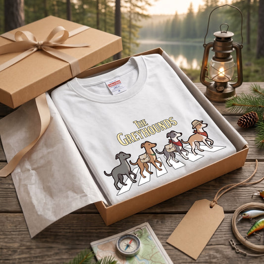 THE GREYHOUNDS グレイハウンド散歩デザイン ブラック長袖Tシャツ