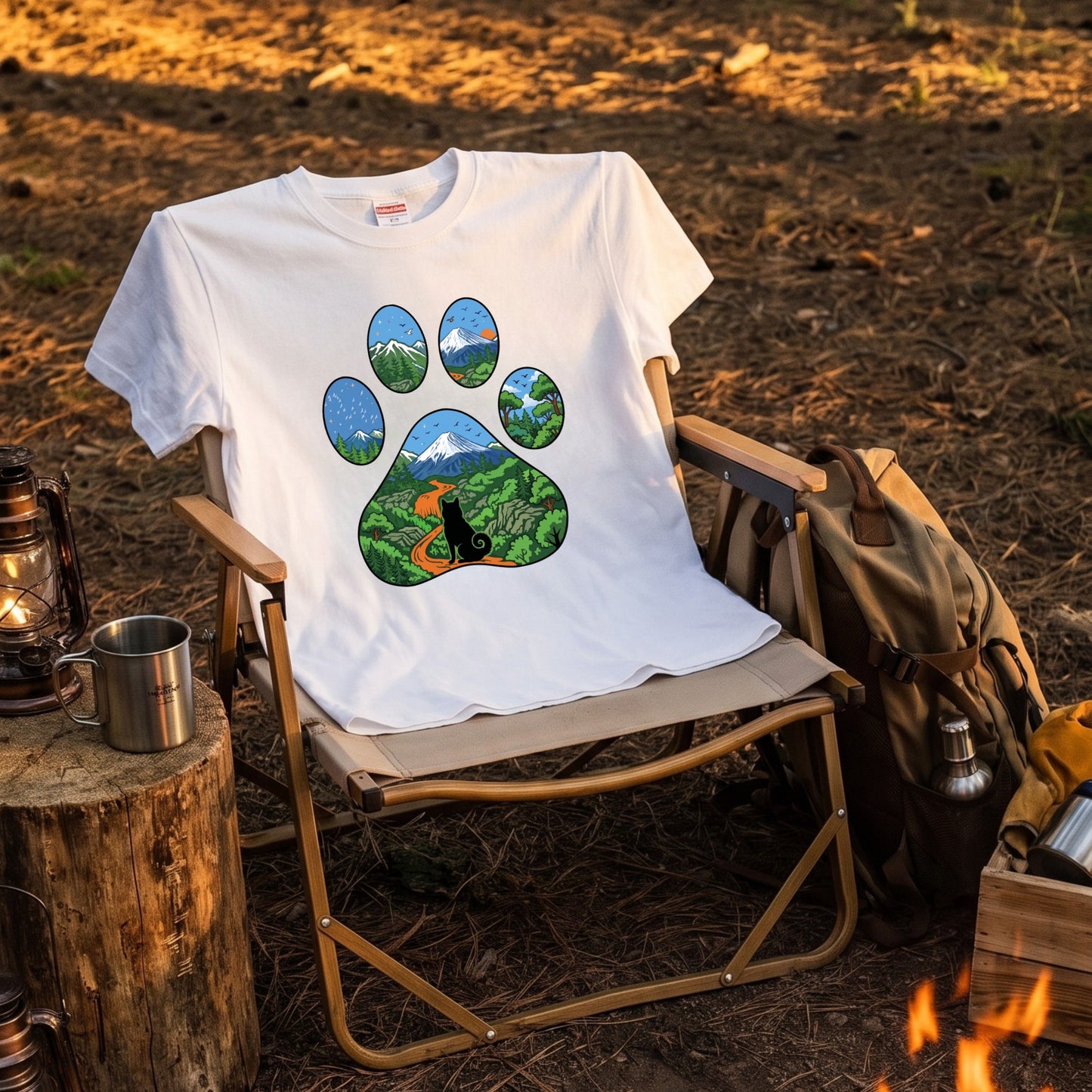 【肉球×富士山】おしゃれな猫アートTシャツ | CAMPMODE