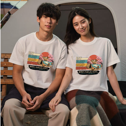 EAT SLEEP CAMP REPEAT 白Tシャツ | CAMPMODE