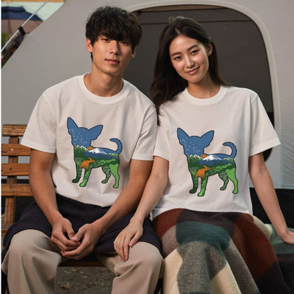 【Chihuahua】自然風景ダブルエスポージャー白Tシャツ | CAMPMODE