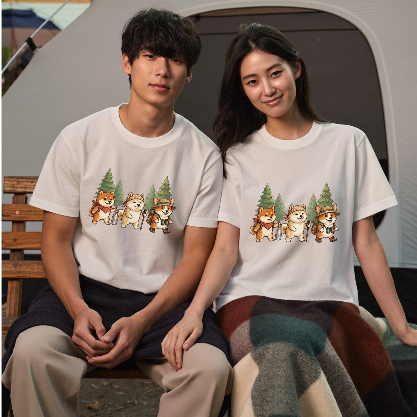 【柴犬・ハイキング＆キャンプ】おしゃれなTシャツ | CAMPMODE