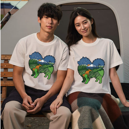 【Pomeranian】自然風景ダブルエスポージャー白Tシャツ | CAMPMODE