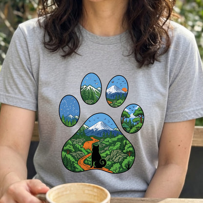 【肉球×富士山】おしゃれな猫アートTシャツ | CAMPMODE
