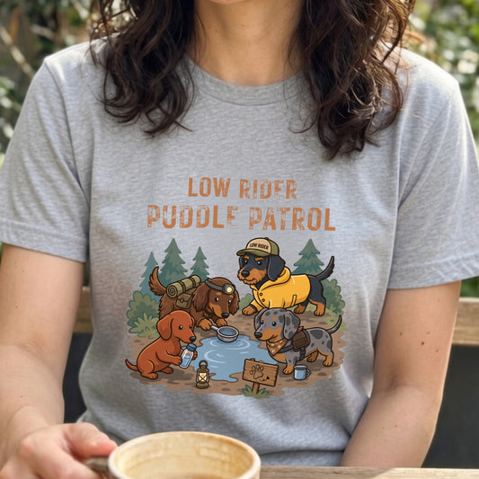 LOW RIDER PUDDLE PATROL ダックスフンドTシャツ