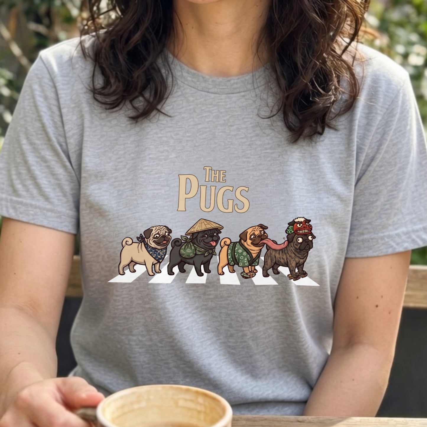 THE PUGS | 横断歩道 ゆるかわ プードル キャンプ パロディTシャツ【犬好き・愛犬家・アウトドア・ギフトに最適】