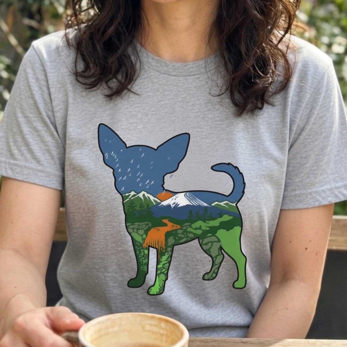 【Chihuahua】自然風景ダブルエスポージャー白Tシャツ | CAMPMODE
