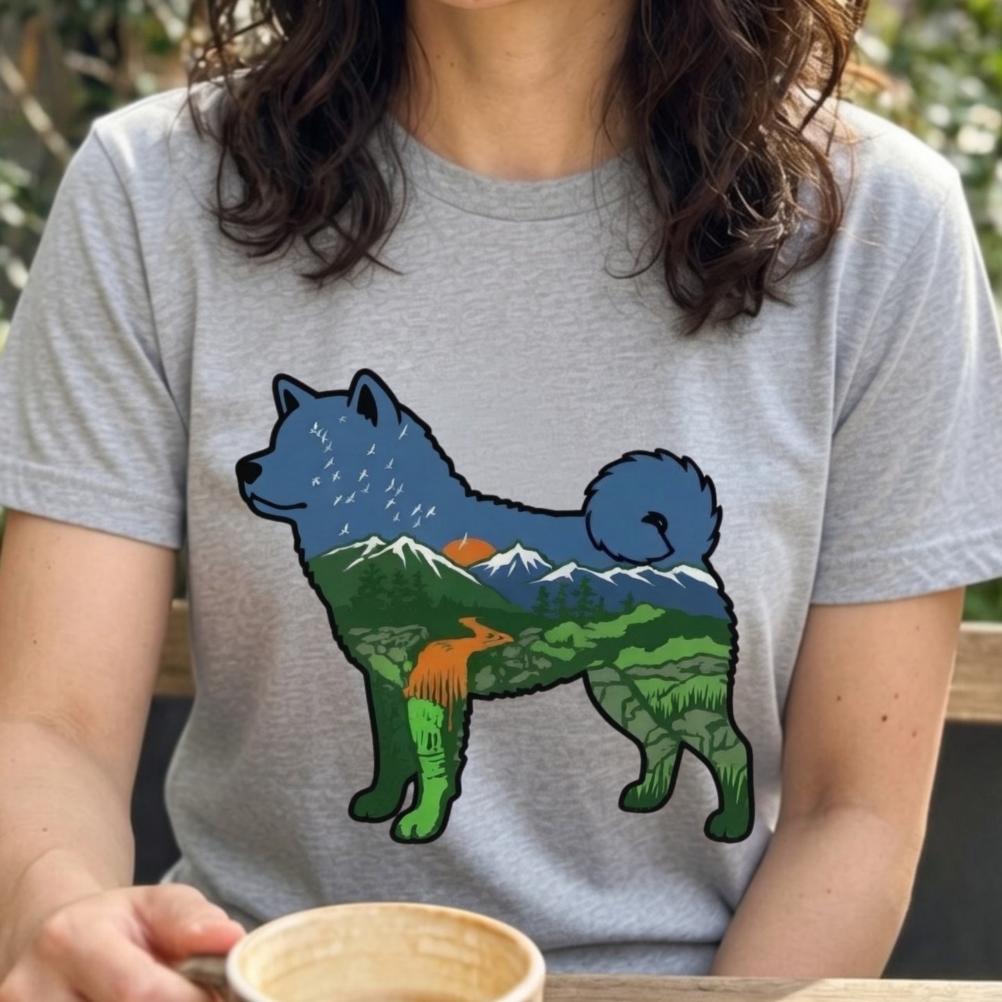 【Akita】自然風景ダブルエスポージャー白Tシャツ | CAMPMODE