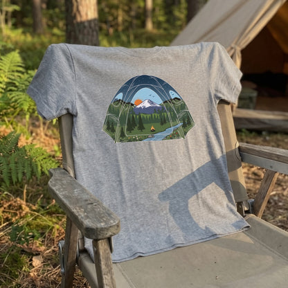 おしゃれなテントビュー・自然イラスト Tシャツ | CAMPMODE