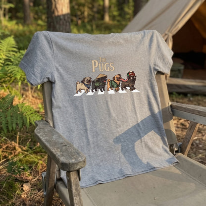 THE PUGS | 横断歩道 ゆるかわ プードル キャンプ パロディTシャツ【犬好き・愛犬家・アウトドア・ギフトに最適】