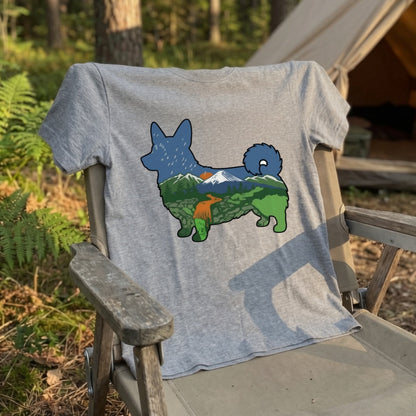 【Corgi】自然風景ダブルエスポージャー白Tシャツ | CAMPMODE