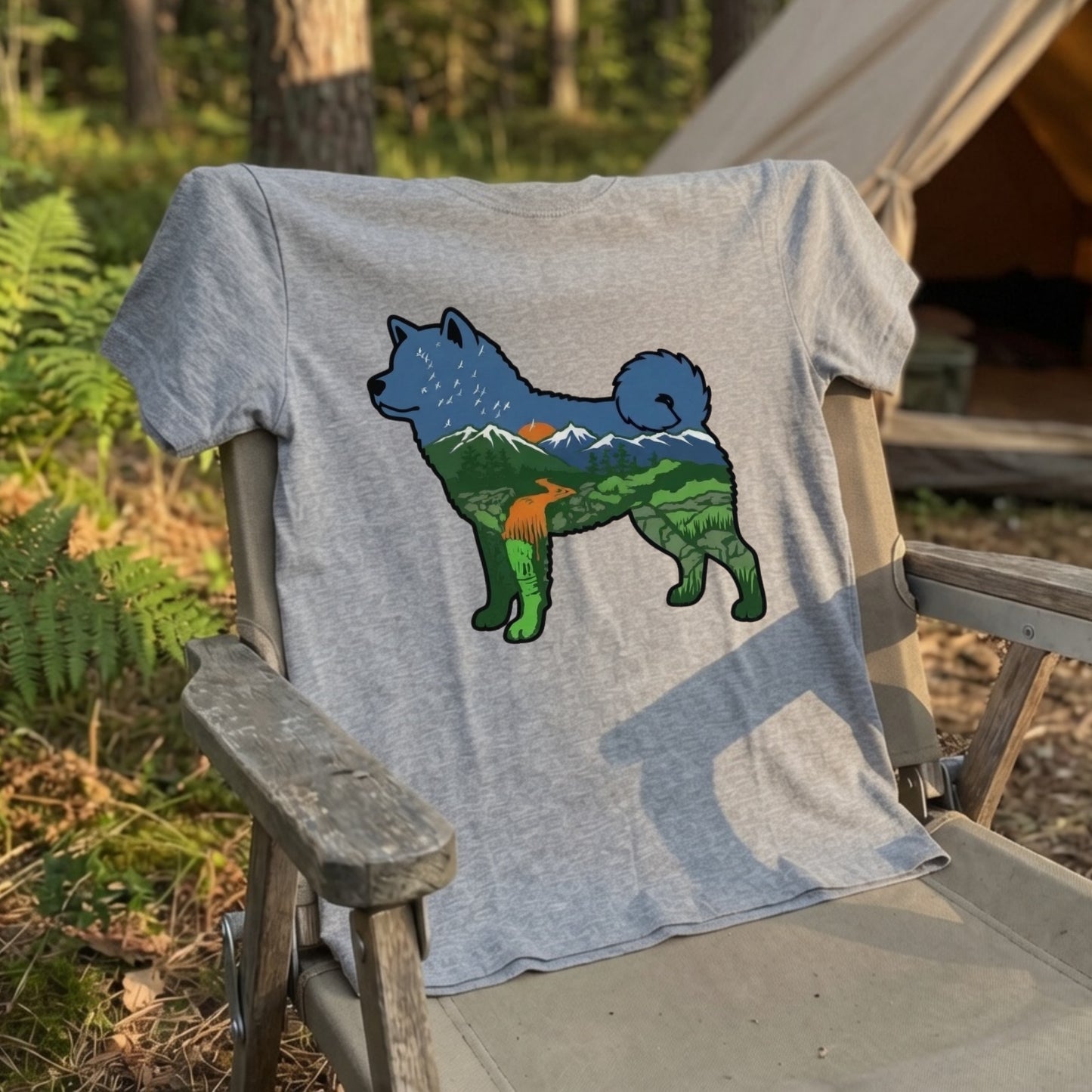 【Akita】自然風景ダブルエスポージャー白Tシャツ | CAMPMODE