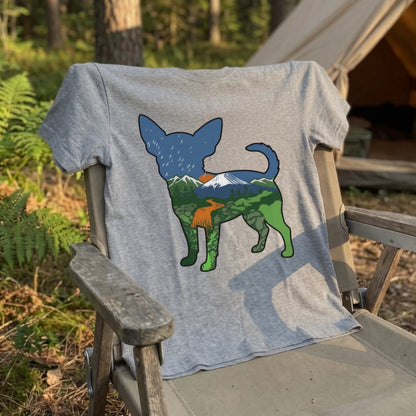 【Chihuahua】自然風景ダブルエスポージャー白Tシャツ | CAMPMODE